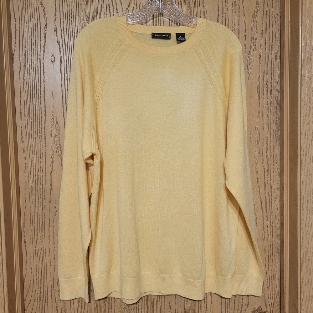 Statements  Men's Silk Cashmere Yellow  Crew Neck Sweater Size L
